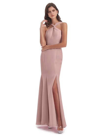 Aubrey Hourglass Halter Chiffon Bridesmaid Dresses