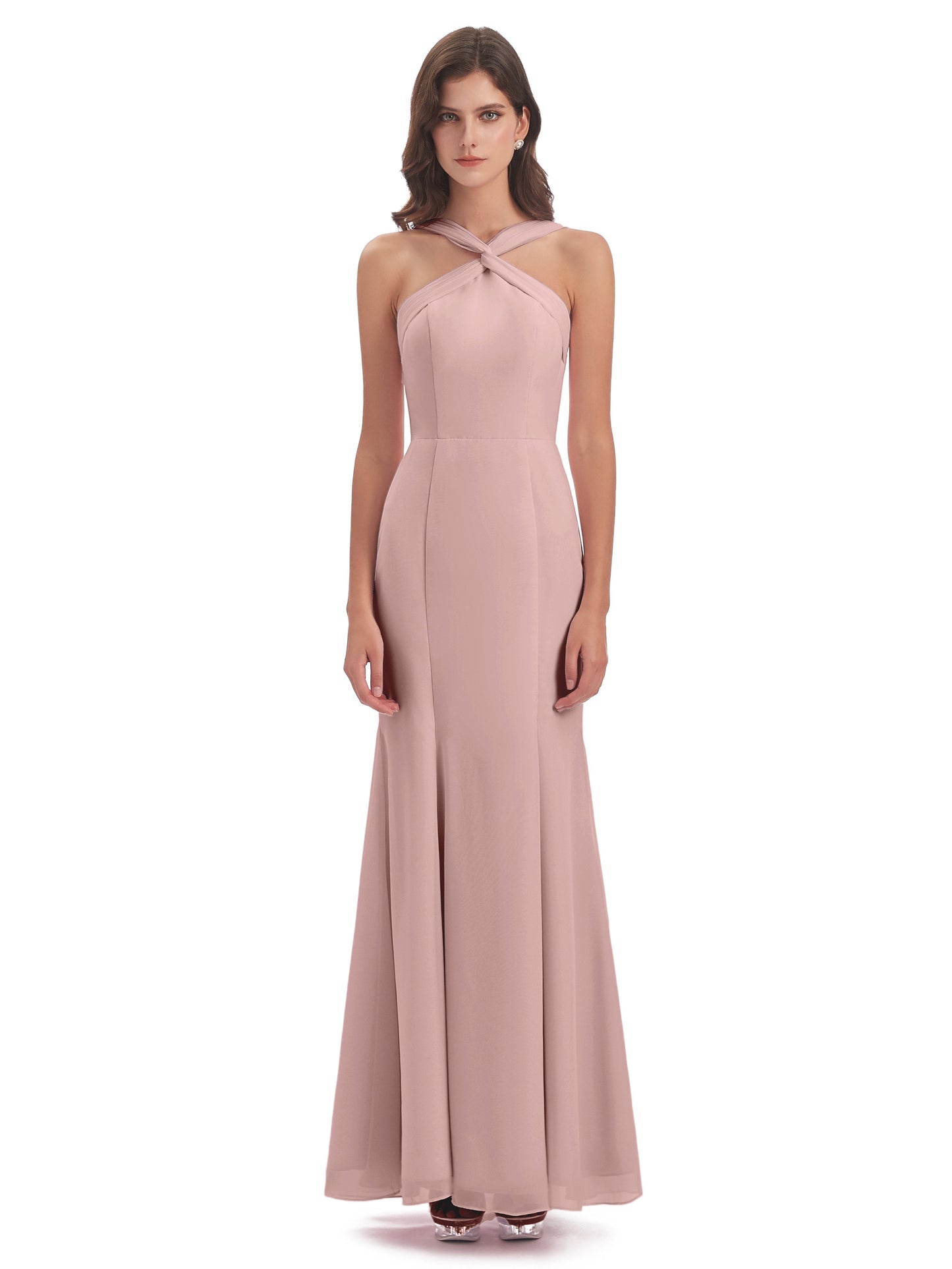 Aubrey Hourglass Halter Chiffon Bridesmaid Dresses