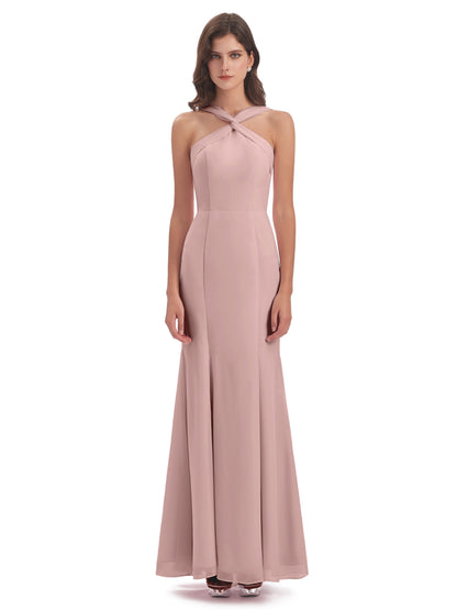 Aubrey Hourglass Halter Chiffon Bridesmaid Dresses