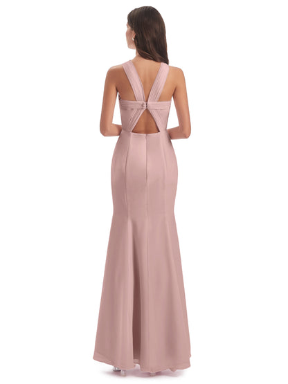 Aubrey Hourglass Halter Chiffon Bridesmaid Dresses
