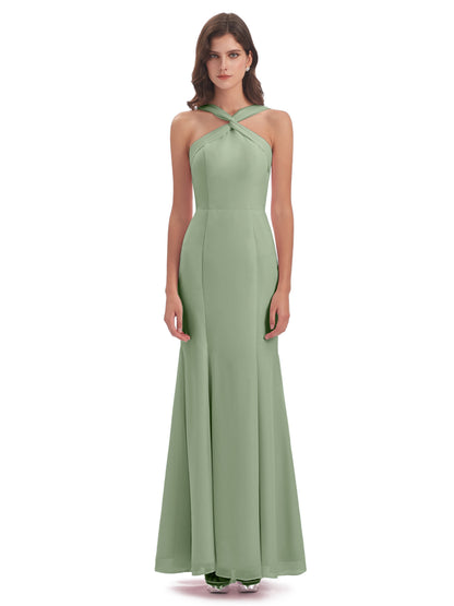Aubrey Hourglass Halter Chiffon Bridesmaid Dresses