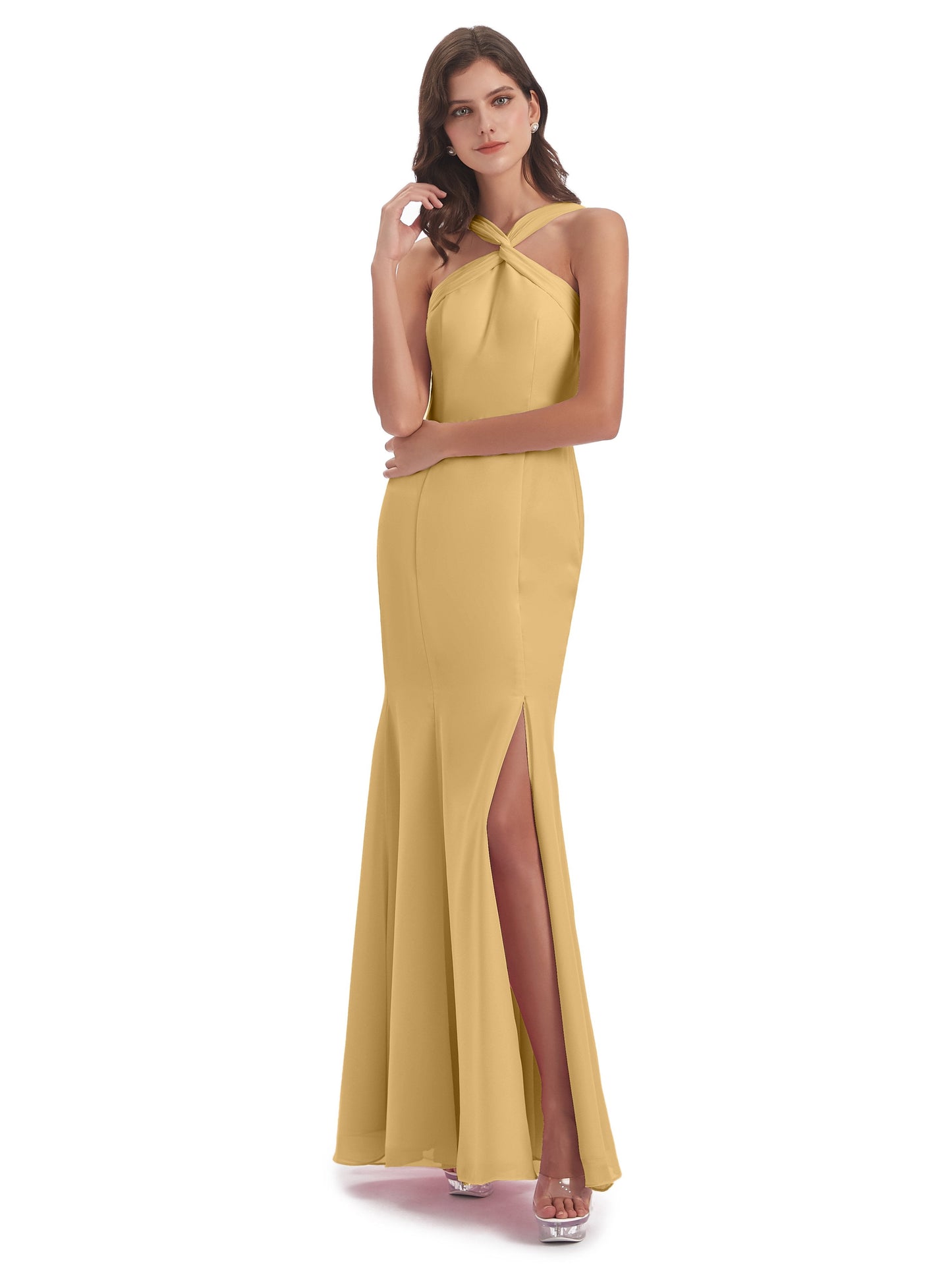 Aubrey Hourglass Halter Chiffon Bridesmaid Dresses