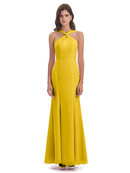 Aubrey Hourglass Halter Chiffon Bridesmaid Dresses