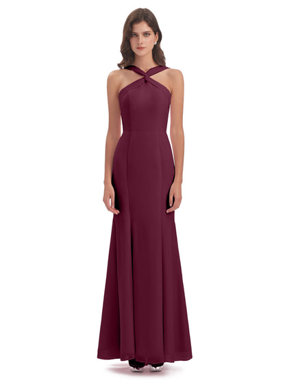 Aubrey Hourglass Halter Chiffon Bridesmaid Dresses