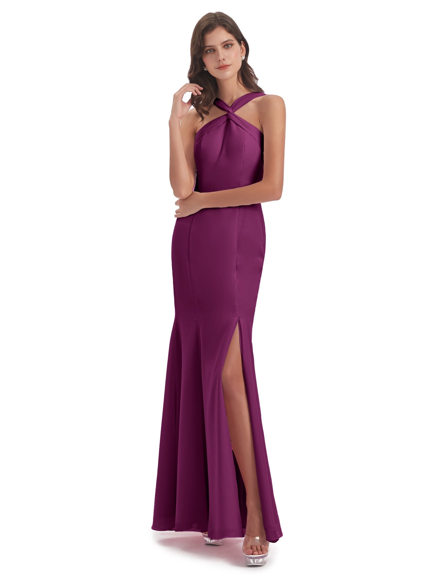 Aubrey Hourglass Halter Chiffon Bridesmaid Dresses