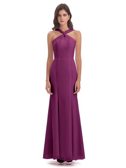 Aubrey Hourglass Halter Chiffon Bridesmaid Dresses