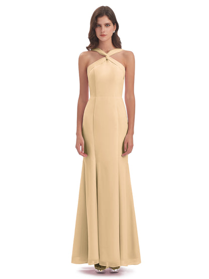 Aubrey Hourglass Halter Chiffon Bridesmaid Dresses