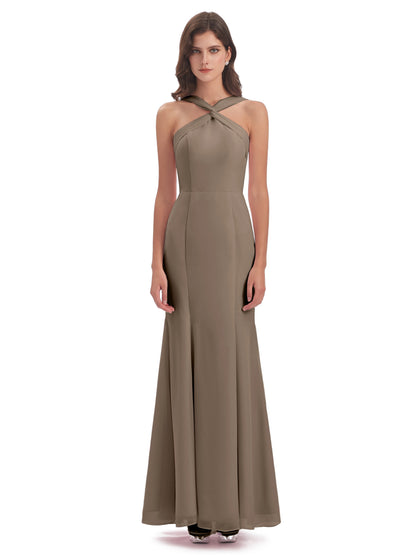 Aubrey Hourglass Halter Chiffon Bridesmaid Dresses