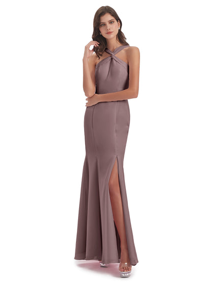 Aubrey Hourglass Halter Chiffon Bridesmaid Dresses