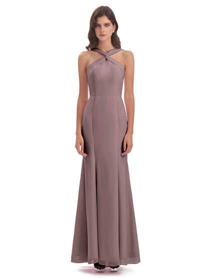 Aubrey Hourglass Halter Chiffon Bridesmaid Dresses