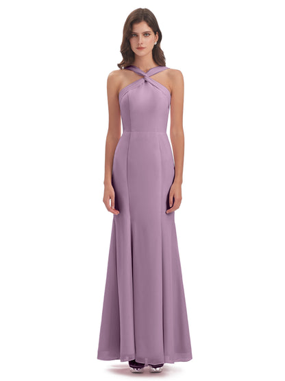 Aubrey Hourglass Halter Chiffon Bridesmaid Dresses