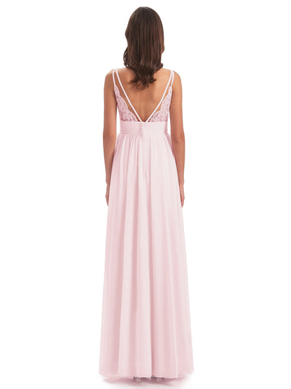 Ava Spaghetti Straps V-Neck Long Bridesmaid Dresses