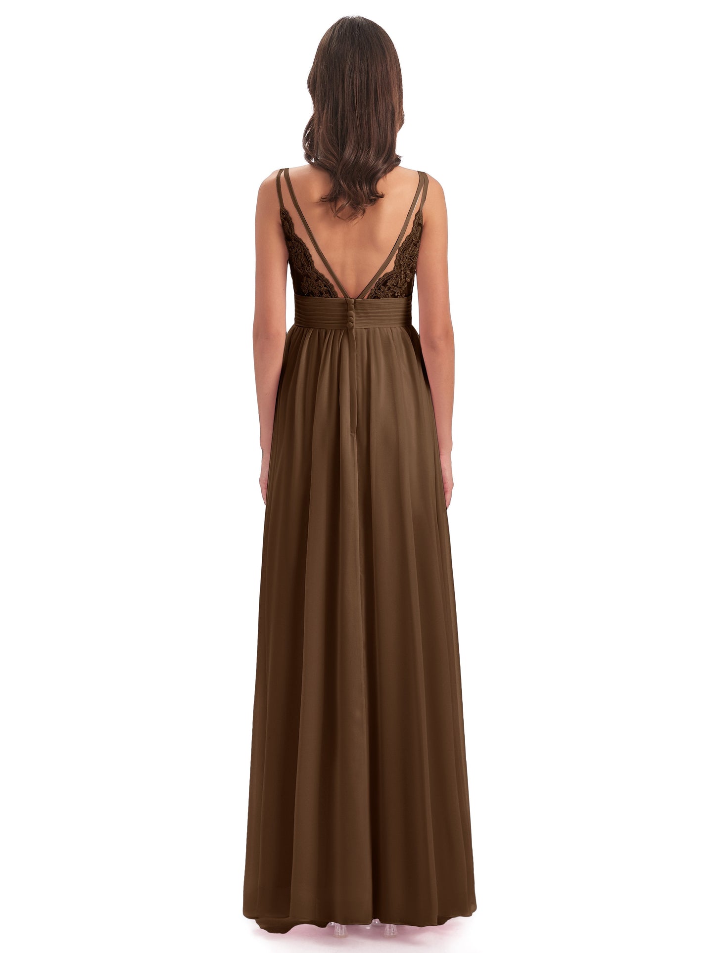 Ava Spaghetti Straps V-Neck Long Bridesmaid Dresses