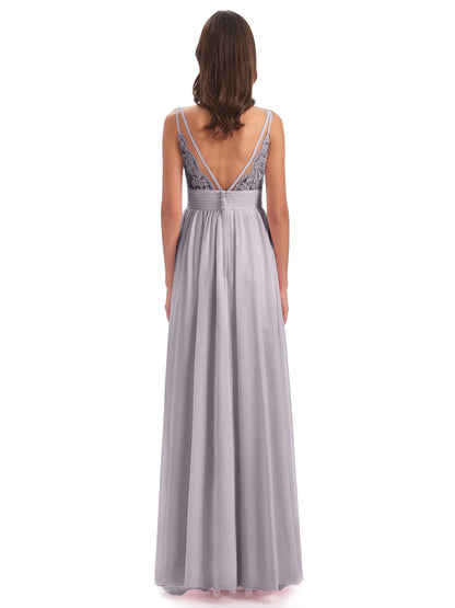 Ava Spaghetti Straps V-Neck Long Bridesmaid Dresses