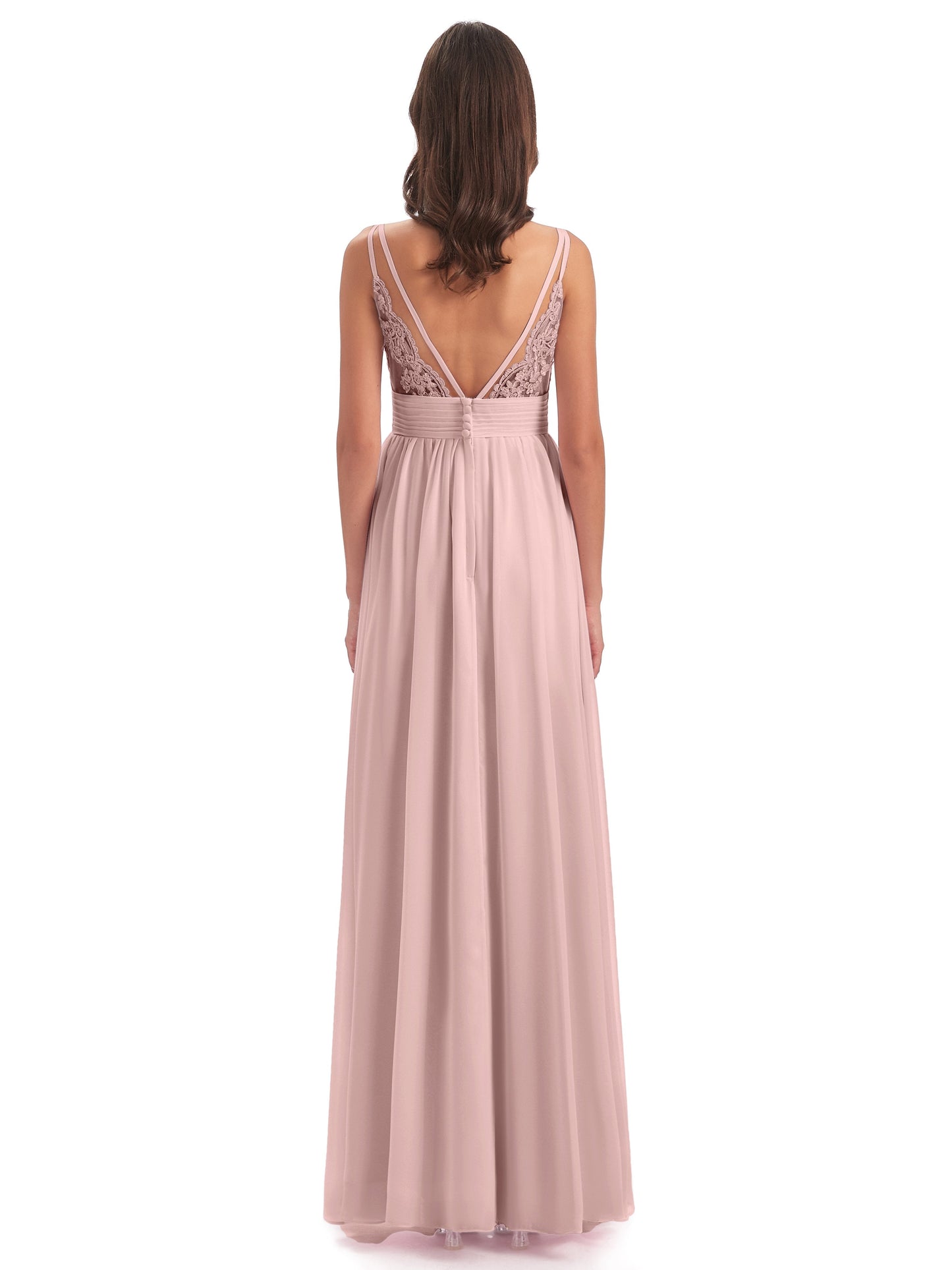 Ava Spaghetti Straps V-Neck Long Bridesmaid Dresses