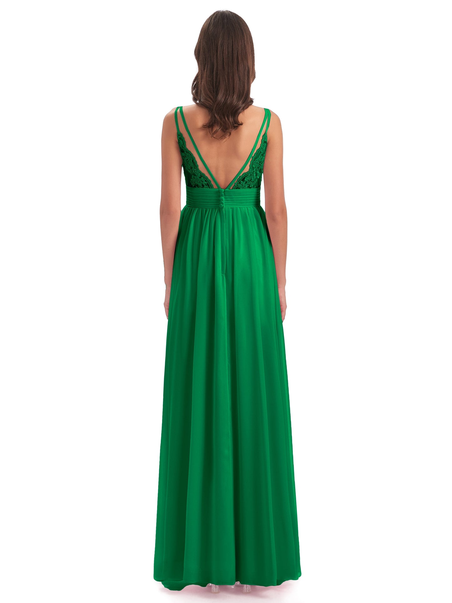 Ava Spaghetti Straps V-Neck Long Bridesmaid Dresses