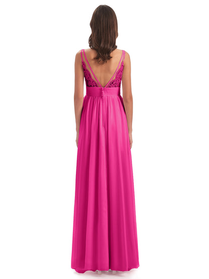 Ava Spaghetti Straps V-Neck Long Bridesmaid Dresses