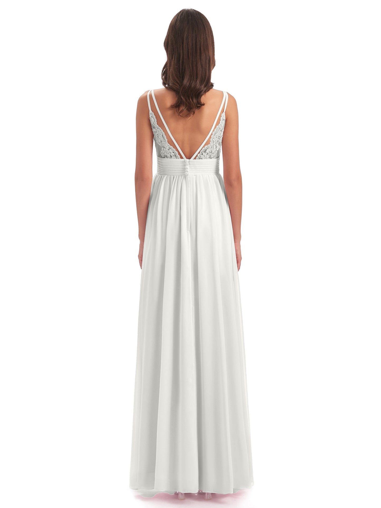 Ava Spaghetti Straps V-Neck Long Bridesmaid Dresses
