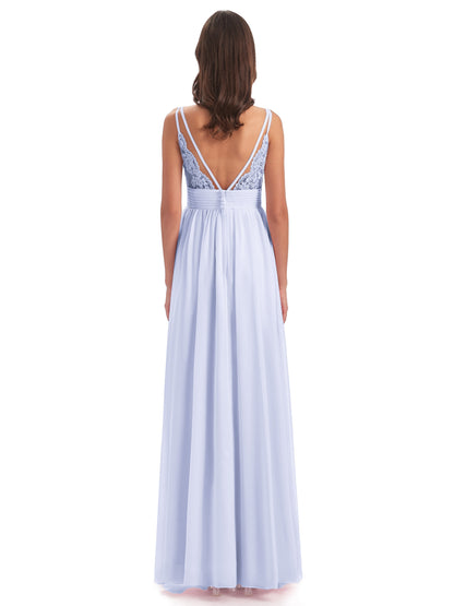 Ava Spaghetti Straps V-Neck Long Bridesmaid Dresses