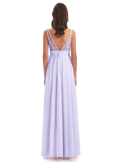 Ava Spaghetti Straps V-Neck Long Bridesmaid Dresses