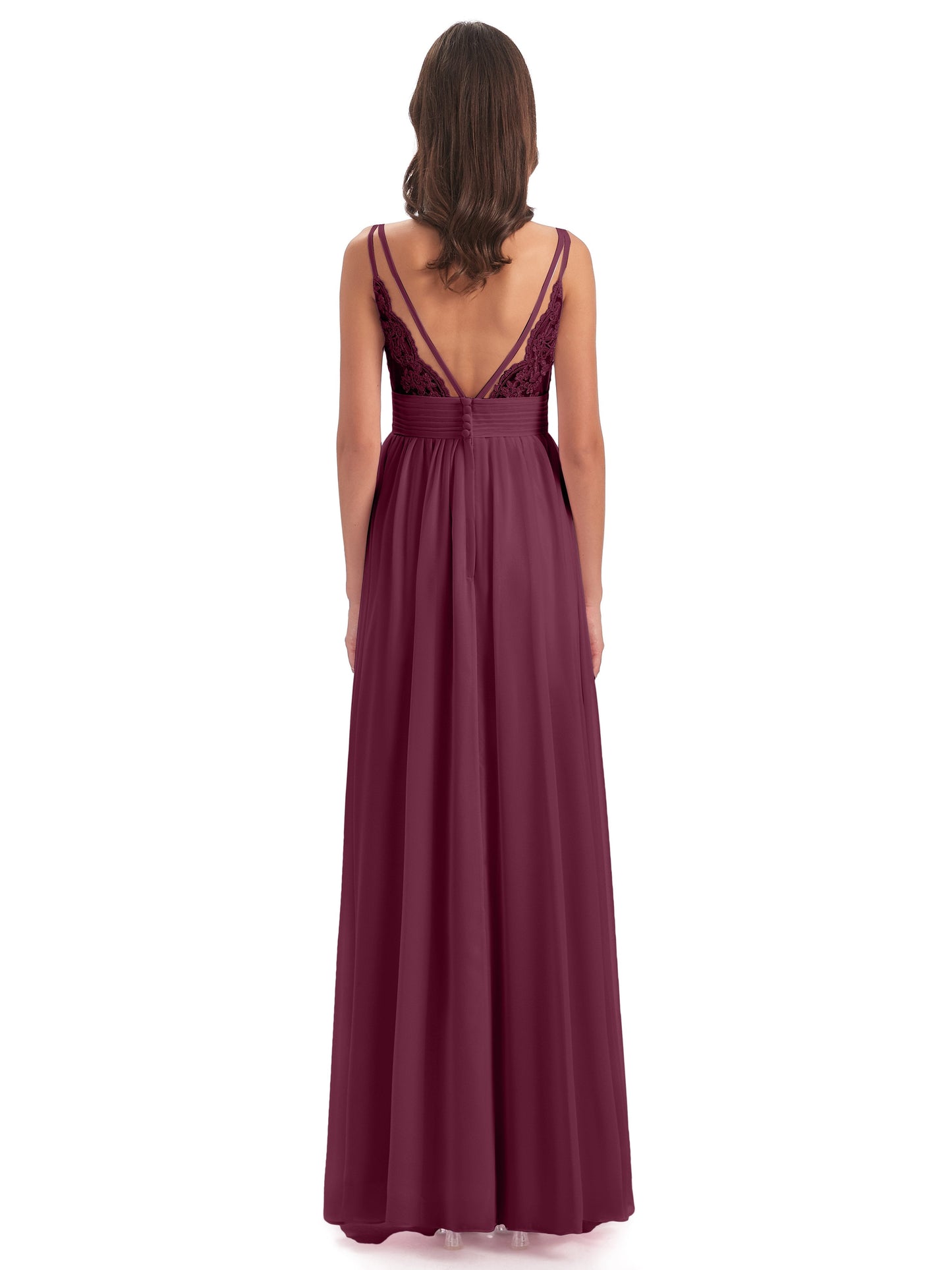 Ava Spaghetti Straps V-Neck Long Bridesmaid Dresses