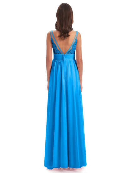 Ava Spaghetti Straps V-Neck Long Bridesmaid Dresses