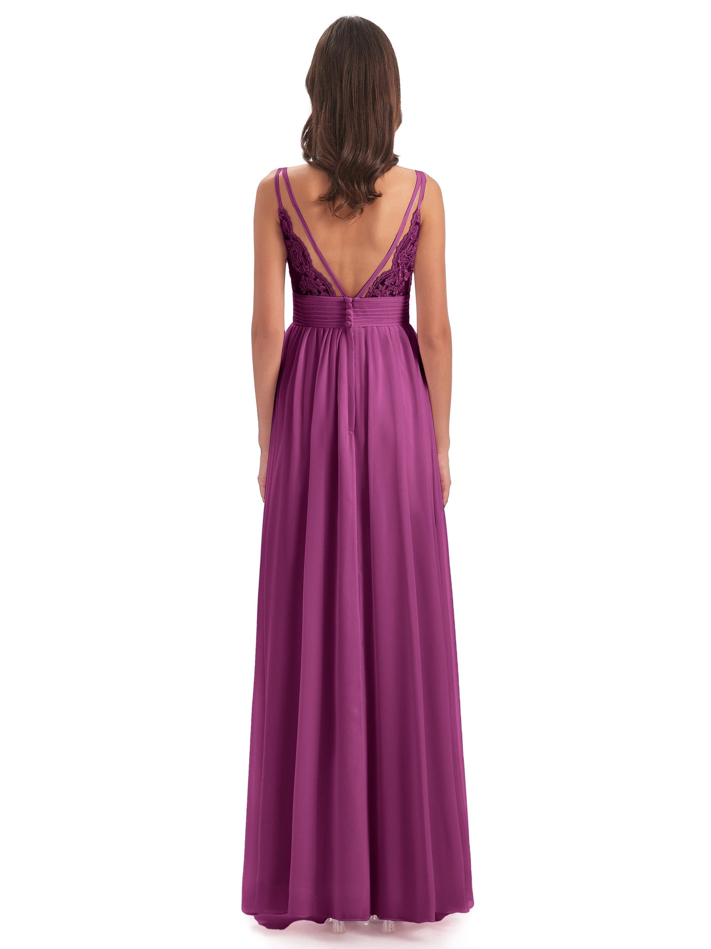 Ava Spaghetti Straps V-Neck Long Bridesmaid Dresses