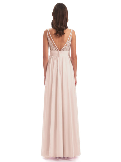 Ava Spaghetti Straps V-Neck Long Bridesmaid Dresses