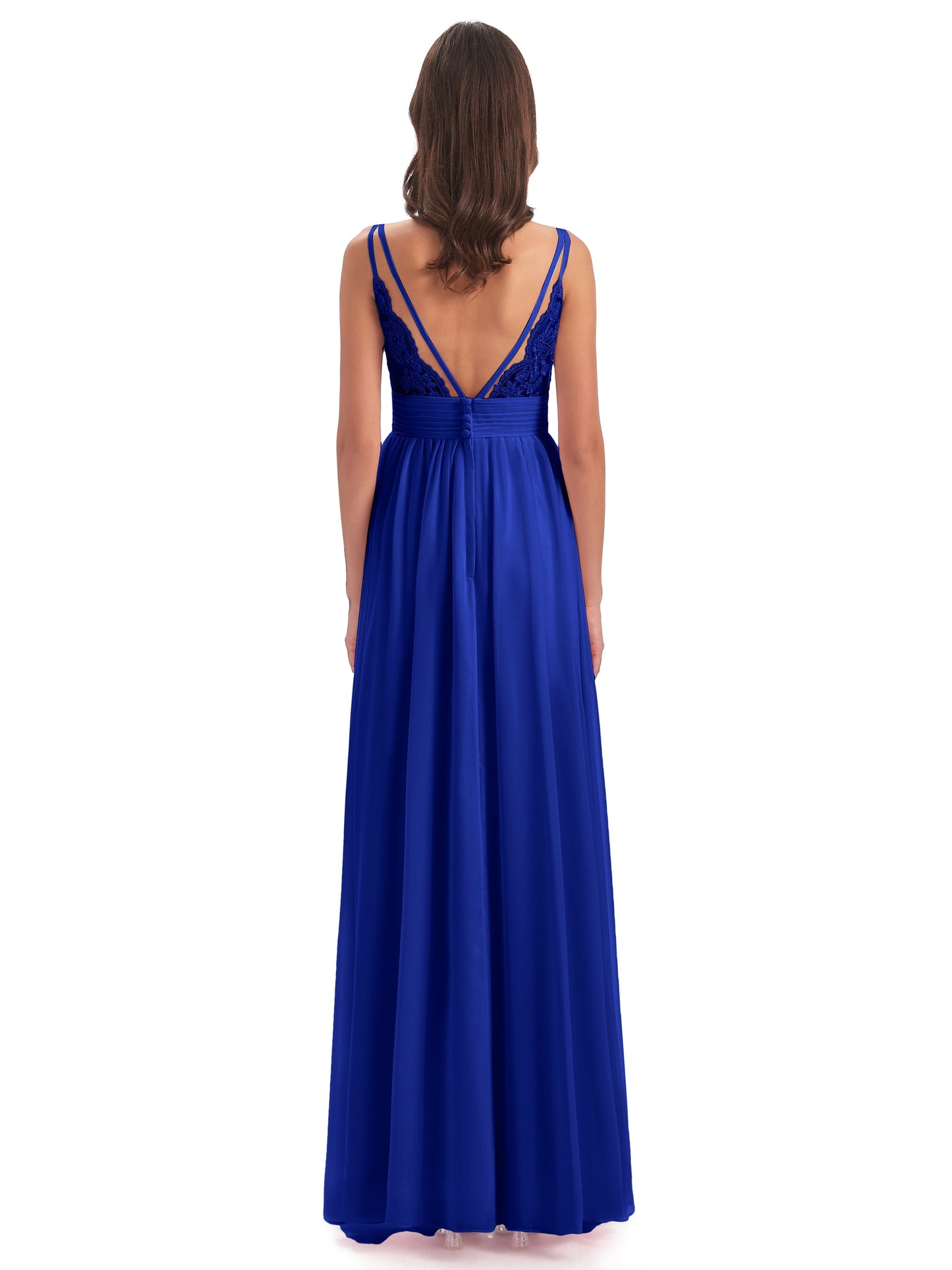 Ava Spaghetti Straps V-Neck Long Bridesmaid Dresses