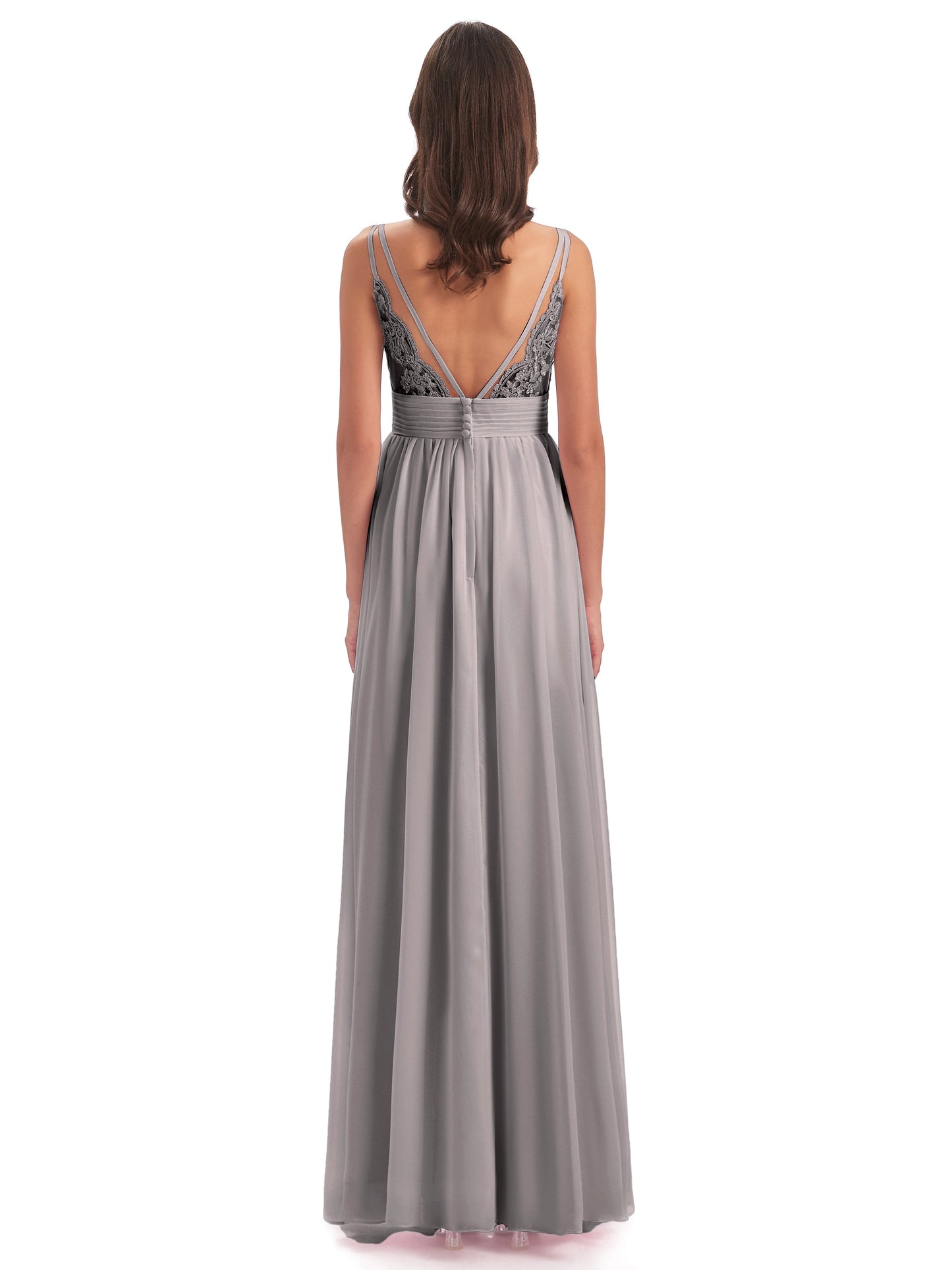 Ava Spaghetti Straps V-Neck Long Bridesmaid Dresses