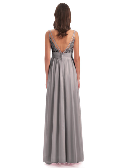 Ava Spaghetti Straps V-Neck Long Bridesmaid Dresses