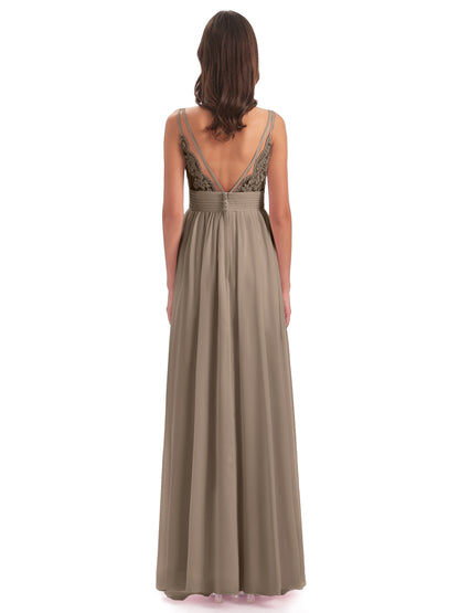 Ava Spaghetti Straps V-Neck Long Bridesmaid Dresses