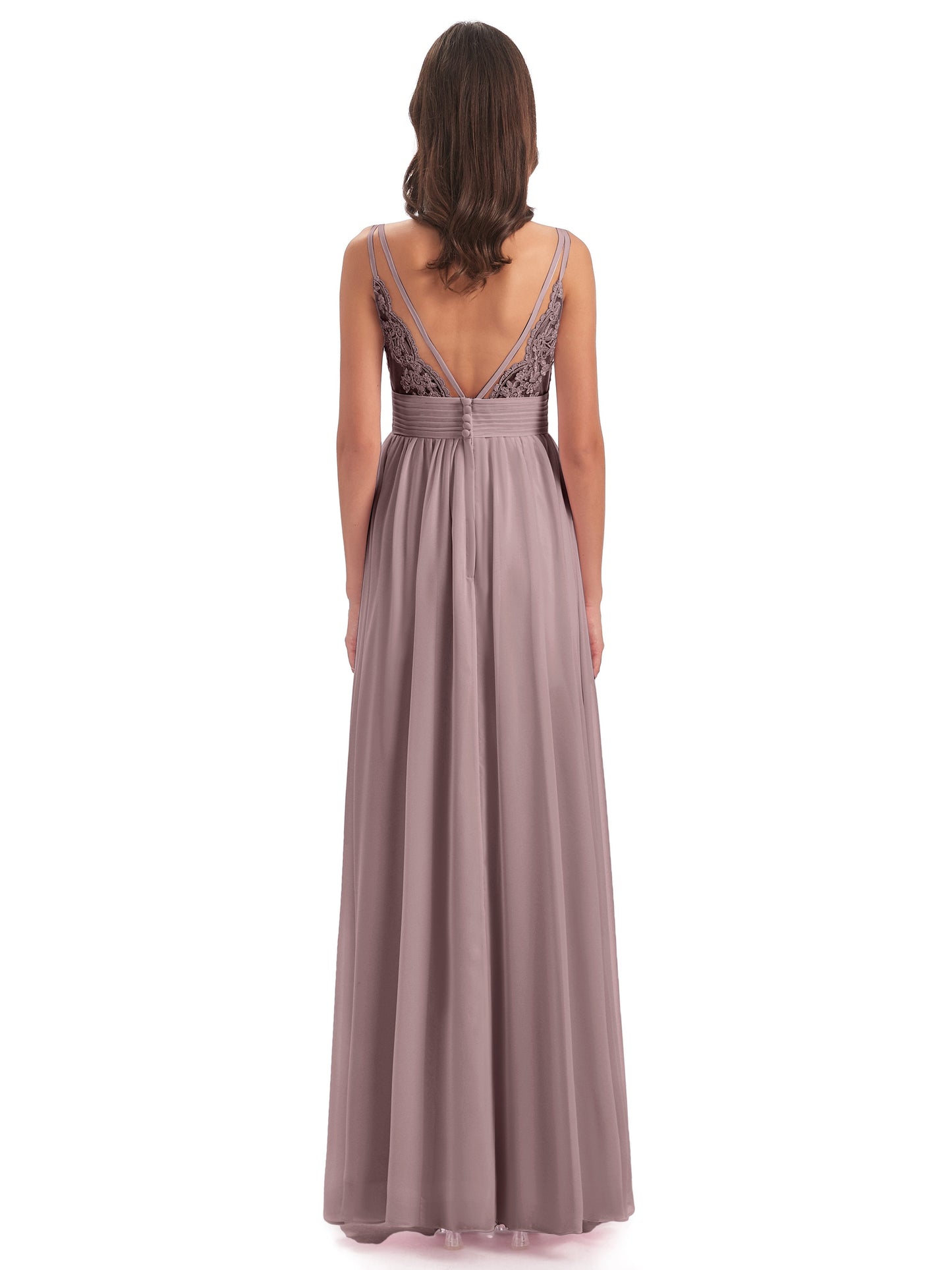 Ava Spaghetti Straps V-Neck Long Bridesmaid Dresses