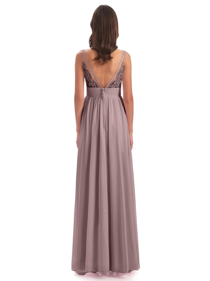 Ava Spaghetti Straps V-Neck Long Bridesmaid Dresses