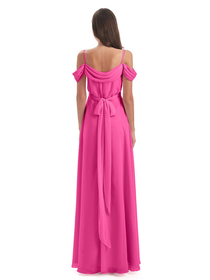 Brenna Off The Shoulder Chiffon Long Bridesmaid Dresses