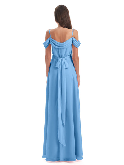 Brenna Off The Shoulder Chiffon Long Bridesmaid Dresses