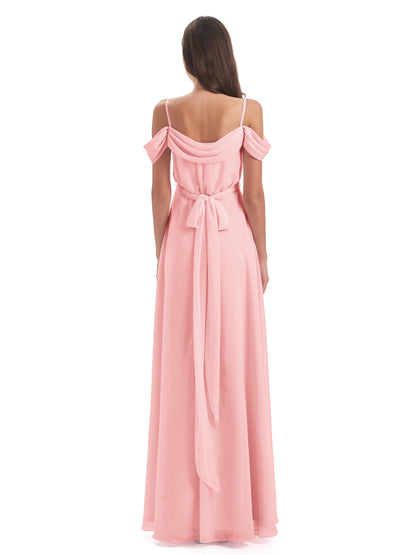 Brenna Off The Shoulder Chiffon Long Bridesmaid Dresses