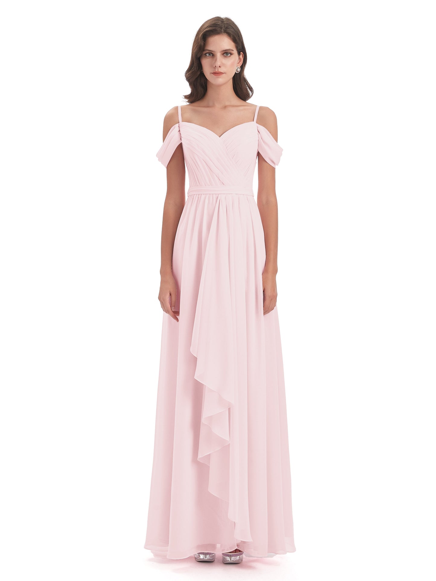 Brenna Off The Shoulder Chiffon Long Bridesmaid Dresses