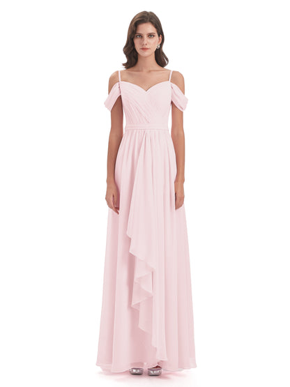 Brenna Off The Shoulder Chiffon Long Bridesmaid Dresses
