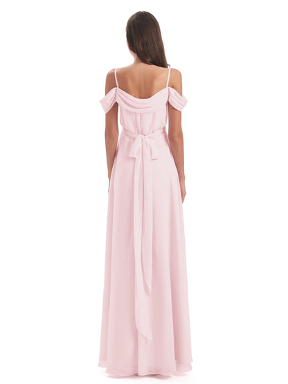 Brenna Off The Shoulder Chiffon Long Bridesmaid Dresses