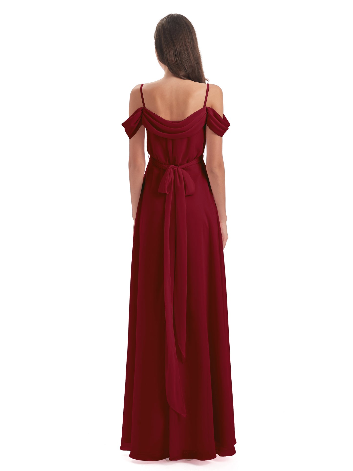 Brenna Off The Shoulder Chiffon Long Bridesmaid Dresses