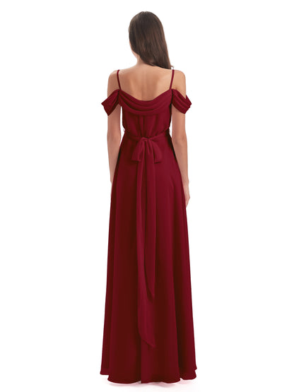 Brenna Off The Shoulder Chiffon Long Bridesmaid Dresses