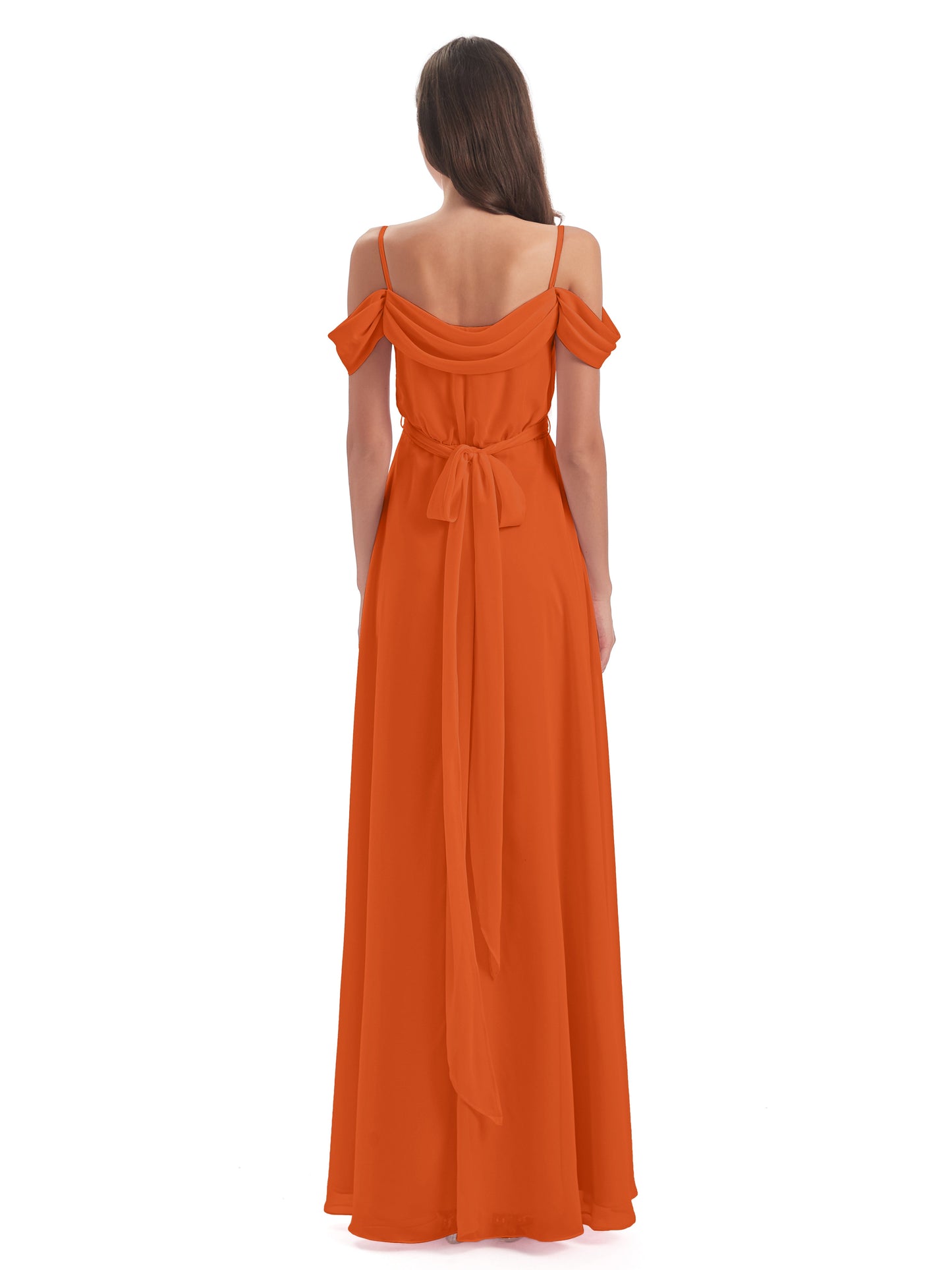 Brenna Off The Shoulder Chiffon Long Bridesmaid Dresses