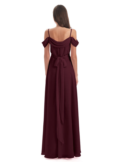 Brenna Off The Shoulder Chiffon Long Bridesmaid Dresses