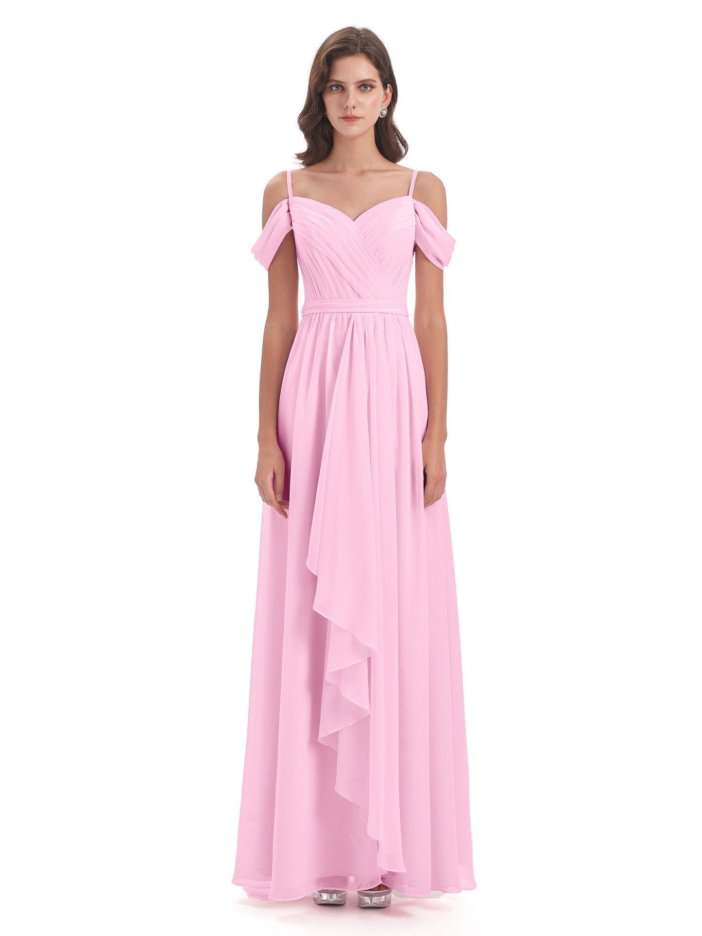 Brenna Off The Shoulder Chiffon Long Bridesmaid Dresses