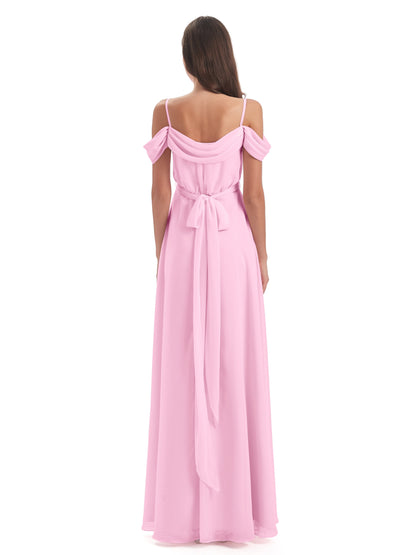 Brenna Off The Shoulder Chiffon Long Bridesmaid Dresses
