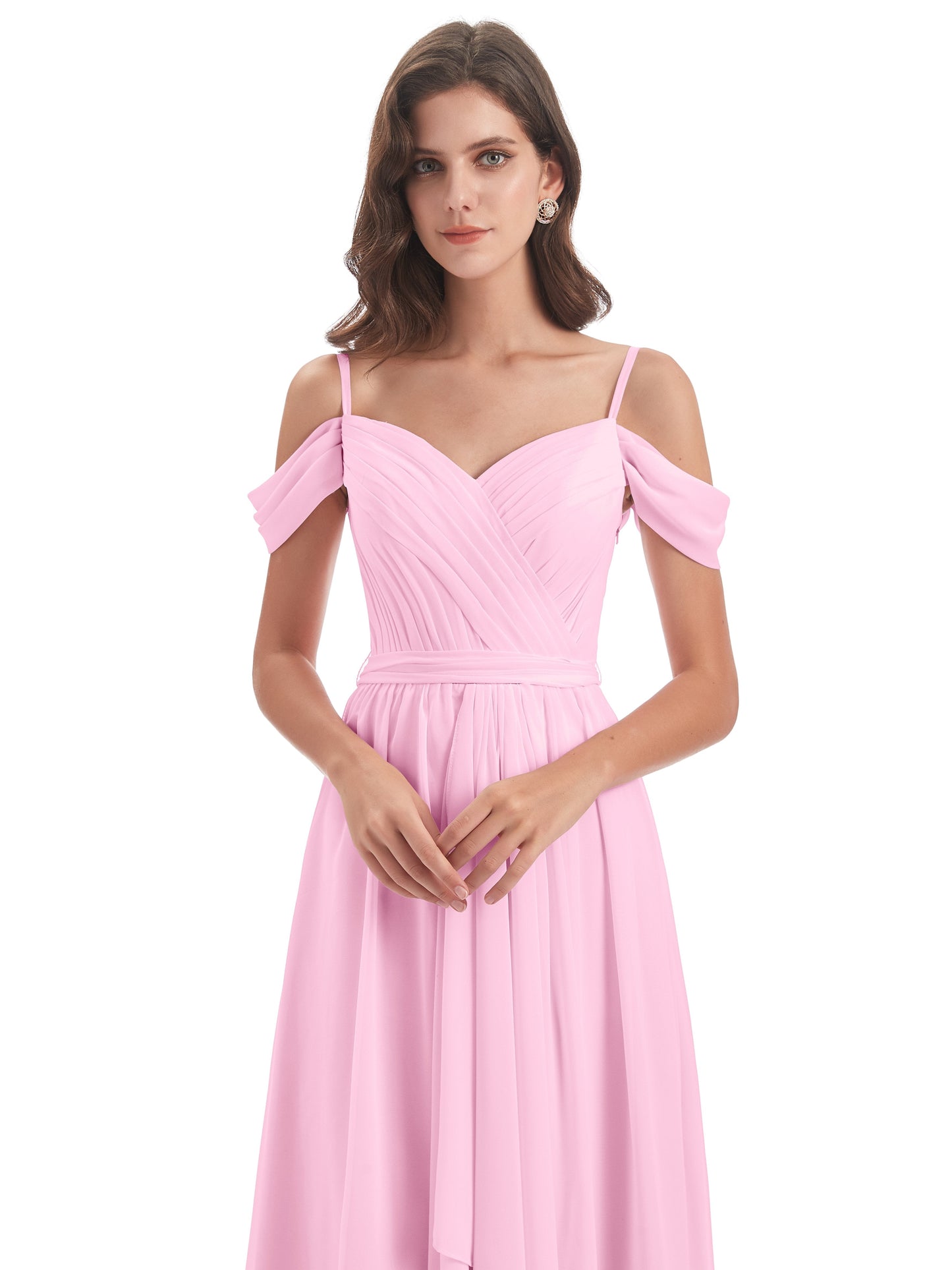 Brenna Off The Shoulder Chiffon Long Bridesmaid Dresses