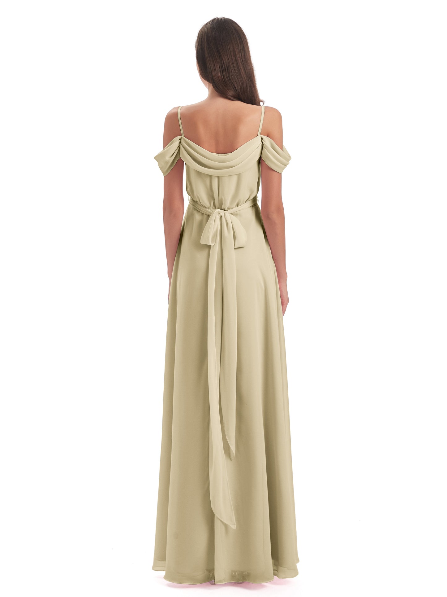 Brenna Off The Shoulder Chiffon Long Bridesmaid Dresses