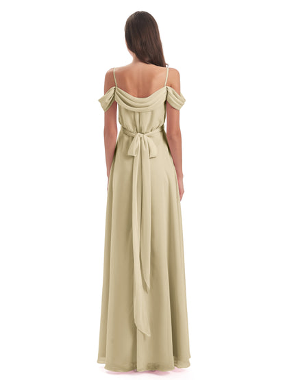 Brenna Off The Shoulder Chiffon Long Bridesmaid Dresses
