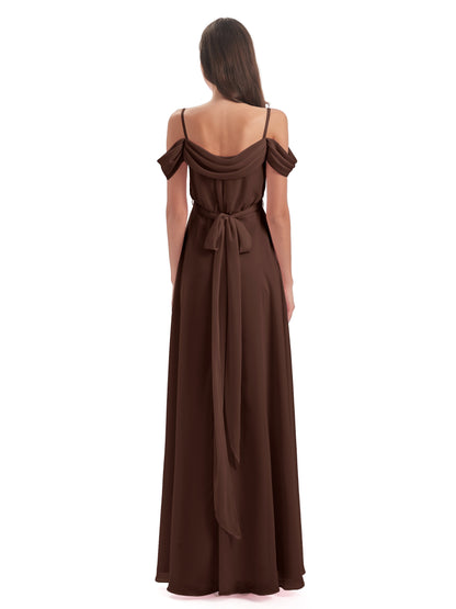 Brenna Off The Shoulder Chiffon Long Bridesmaid Dresses